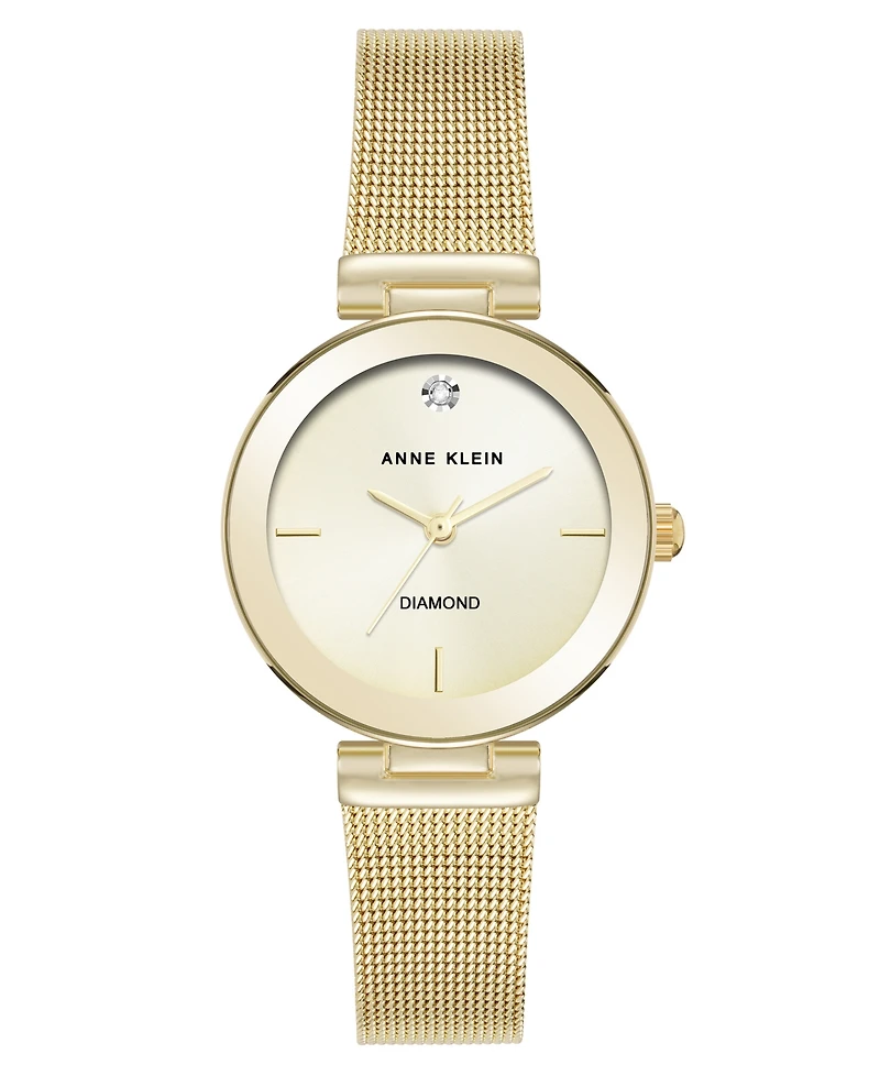 Anne Klein Women's Quartz Gold-Tone Stainless Steel Mesh Watch, 30mm