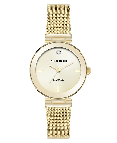 Anne Klein Women's Quartz Gold-Tone Stainless Steel Mesh Watch, 30mm