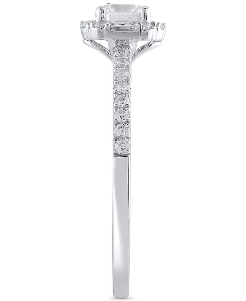 Diamond Halo Engagement Ring (3/4 ct. t.w.) in 14k White Gold
