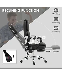 Vinsetto Massage Office Chair with Footrest, Pu Leather Desk Chair,