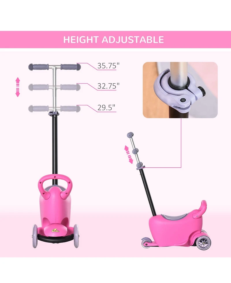 Qaba 3-in-1 Kids Scooter, Ride-on Sliding Car & Push Walker for 2-6 years,