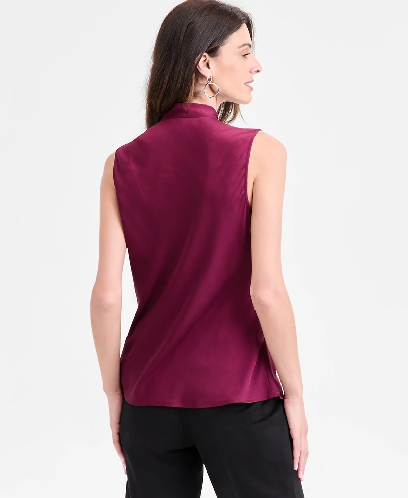 Kasper Tie-Neck Sleeveless Blouse, Regular & Petite