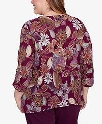 Alfred Dunner Plus Urban Legend Batik Floral Melange Printed Top