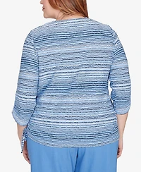Alfred Dunner Plus As Usual Spliced Textured Stripe Knit Top