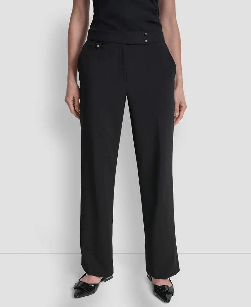 Dkny Women's High Waist Wide Leg Trousers