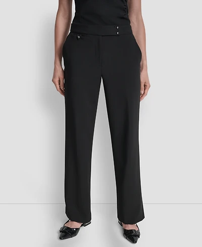 Dkny Women's High Waist Wide Leg Trousers