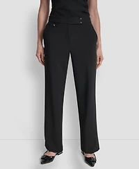 Dkny Women's High Waist Wide Leg Trousers