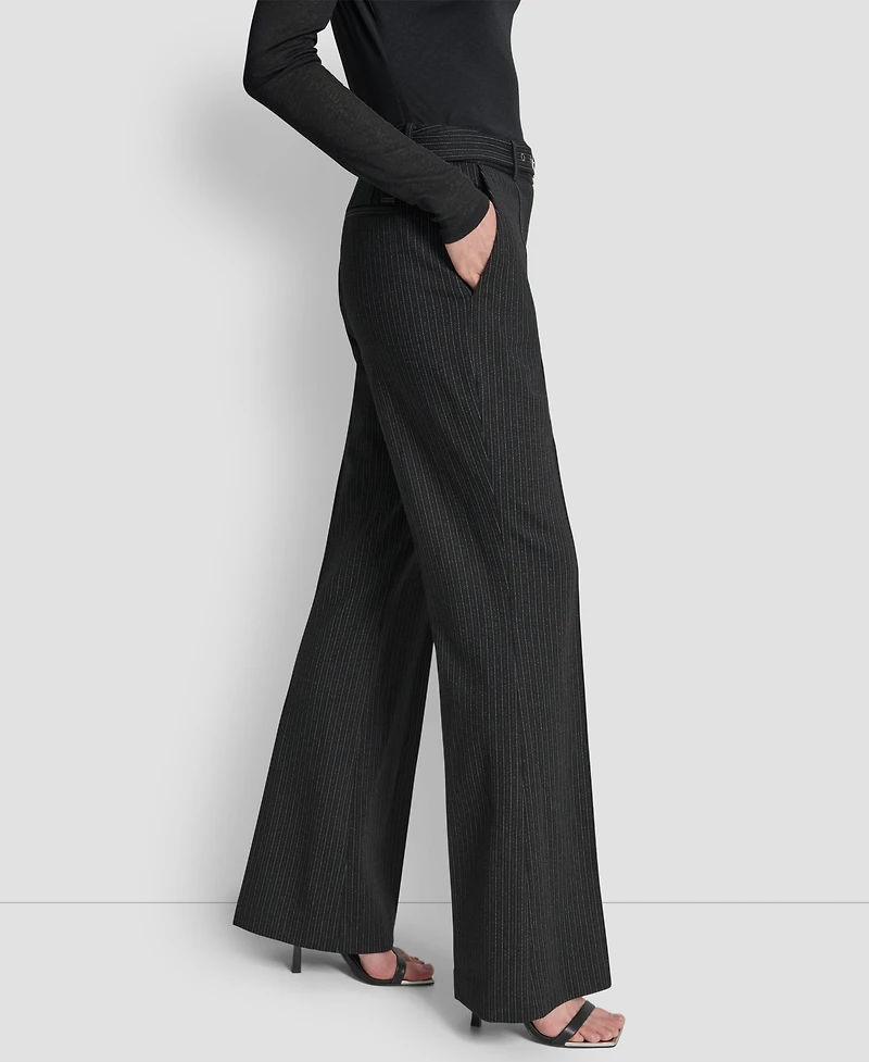 Dkny Women's Elizabeth Stripe Pintuck Mid-Rise Flare Trousers
