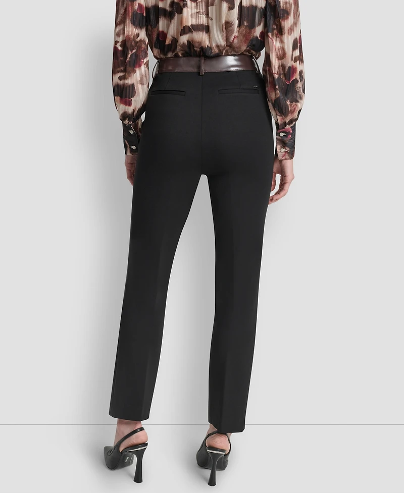 Dkny Women's Straight Pintuck Mid Rise Trousers