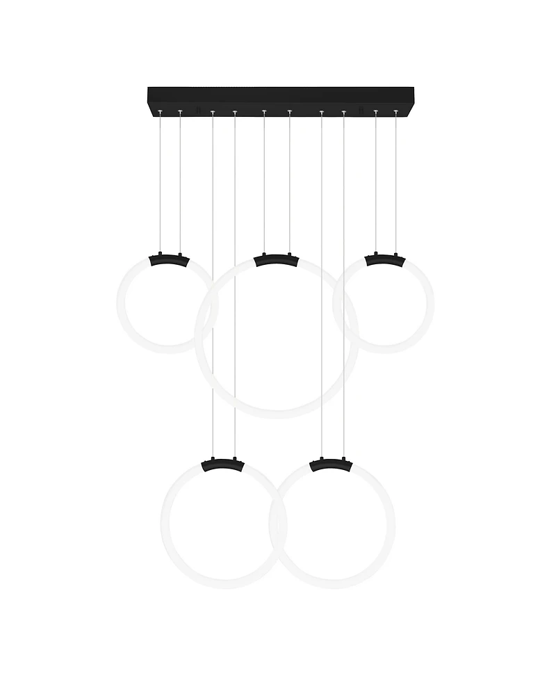 Cwi Lighting 27" Metal Hoops 5 Light Led Chandelier