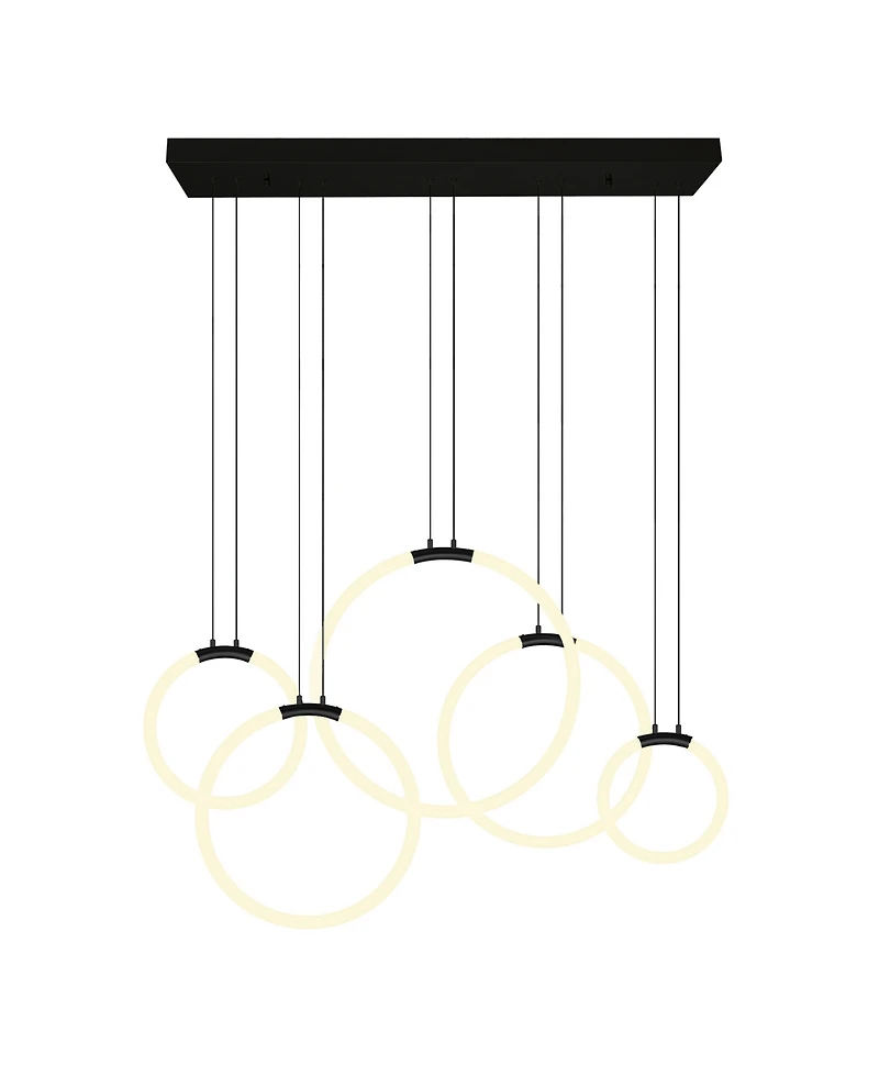 Cwi Lighting 27" Metal Hoops 5 Light Led Chandelier