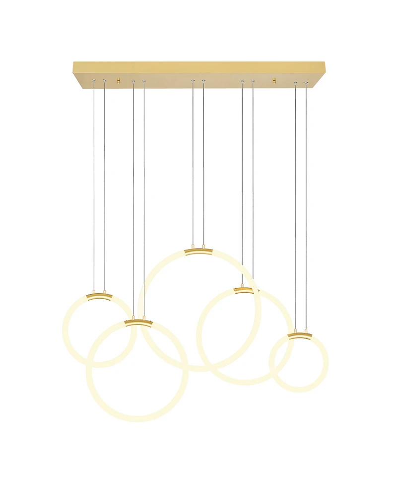 Cwi Lighting 27" Metal Hoops 5 Light Led Chandelier