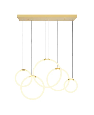 Cwi Lighting 27" Metal Hoops 5 Light Led Chandelier