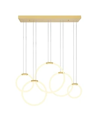 Cwi Lighting 27" Metal Hoops 5 Light Led Chandelier