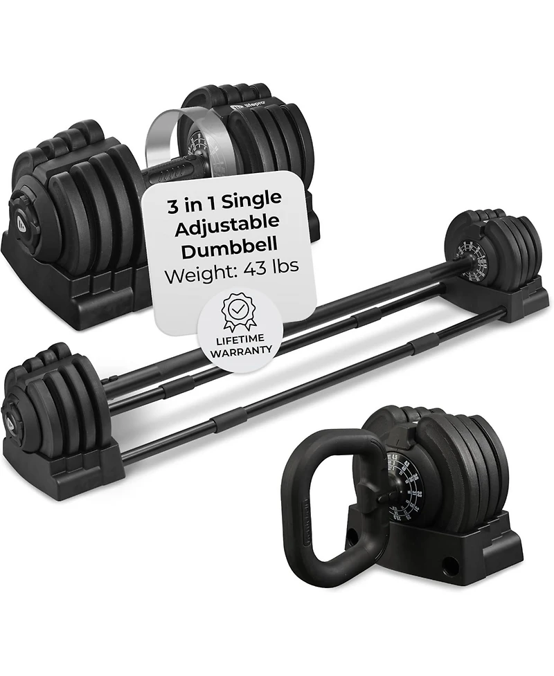 Lifepro Adjustable Dumbbells Set with Rack - Quick Adjust Weights, Secure Grip, Compact Design for Home Gym