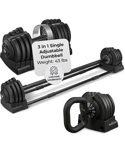 Lifepro Adjustable Dumbbells Set with Rack - Quick Adjust Weights, Secure Grip, Compact Design for Home Gym