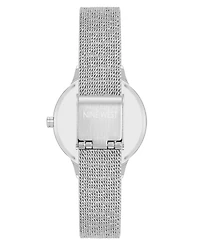 Nine West Women's Quartz Capital Silver-Tone Stainless Steel Mesh Watch, 34mm
