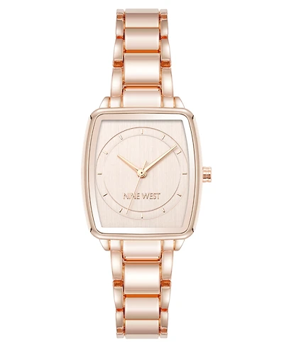 Anne Klein Women's Quartz Cushion Rose Gold-Tone Metal Alloy Watch, 26mm