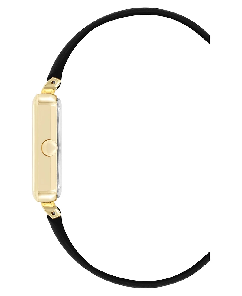 Nine West Women's Quartz Everyday Black Leather and Gold-Tone Watch, 25mm