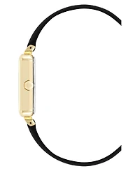 Nine West Women's Quartz Everyday Black Leather and Gold-Tone Watch, 25mm
