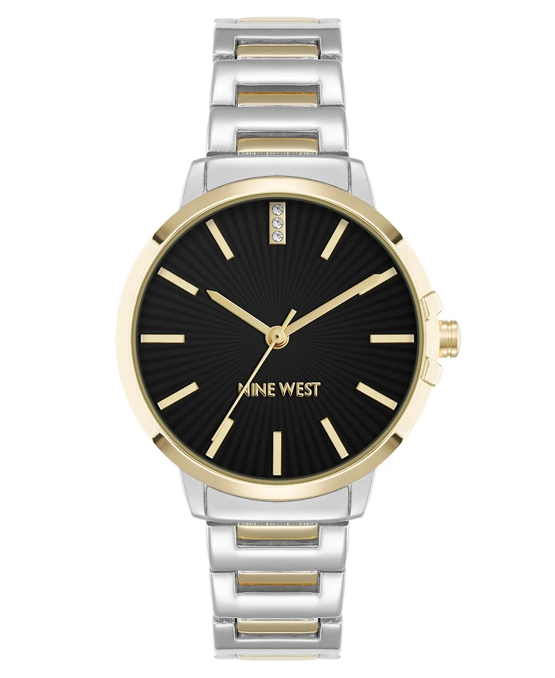 Anne Klein Women's Quartz Classic Black and Two-Tone Metal Alloy Watch, 35mm
