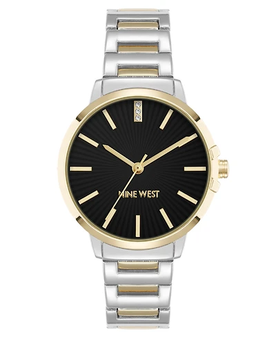 Anne Klein Women's Quartz Classic Black and Two-Tone Metal Alloy Watch, 35mm