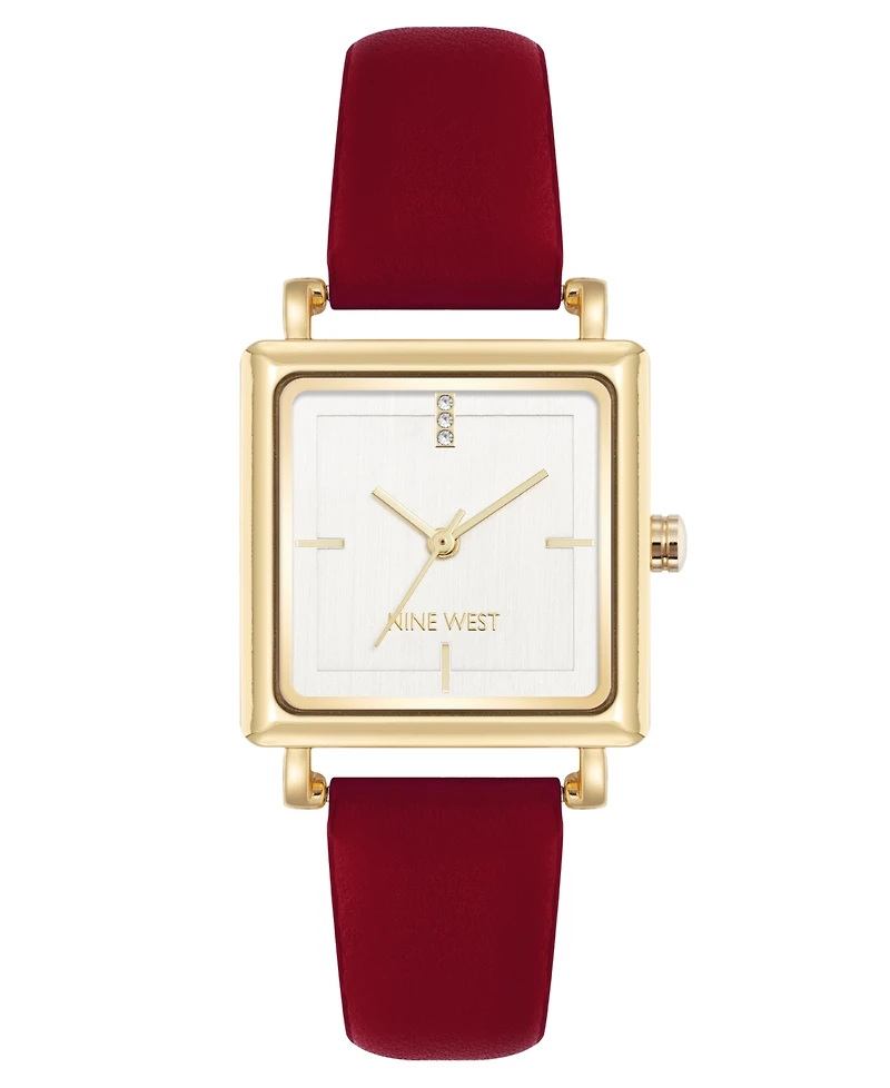 Nine West Women's Quartz Leather and Gold-Tone Watch