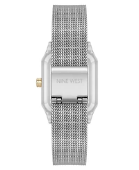 Nine West Women's Quartz Faceted Silver-Tone and Gold-Tone Stainless Steel Mesh Watch, 26mm