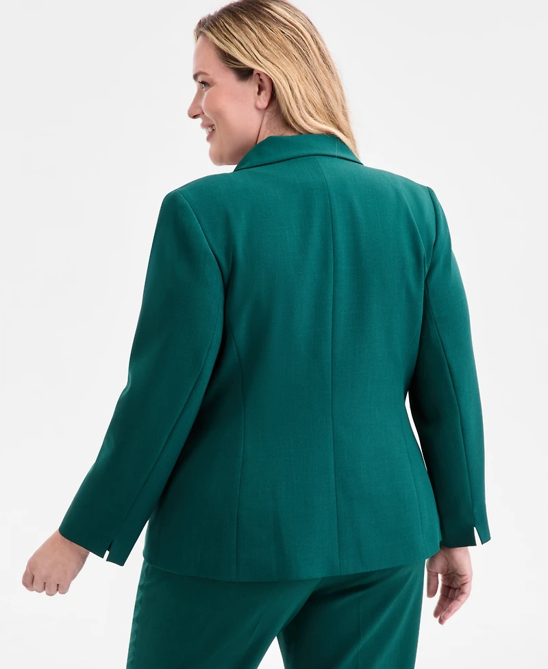 Kasper Plus Stretch Crepe One-Button Jacket