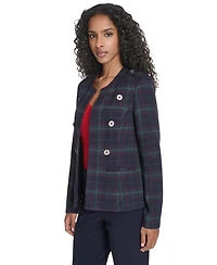 Tommy Hilfiger Women's Windowpane Open Front Band Jacket