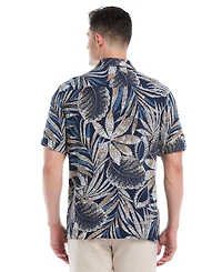 Cubavera Men's Pointillism Tropical Print Short Sleeve Button Down Shirt