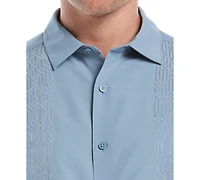 Cubavera Men's Big & Tall Yarndye Panels Geo-Pattern Button Down Shirt