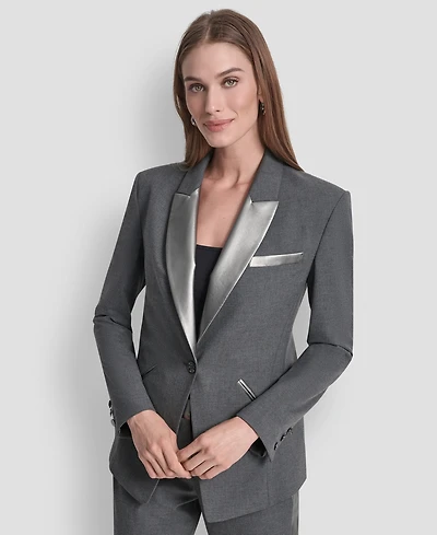Dkny Women's Notch Collar One-Button Tuxedo Jacket