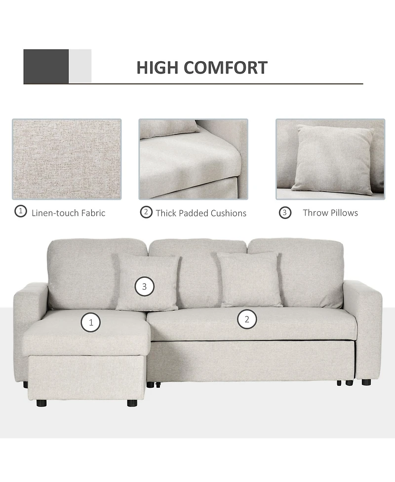Homcom Sectional Sleeper Sofa with Pull out Bed