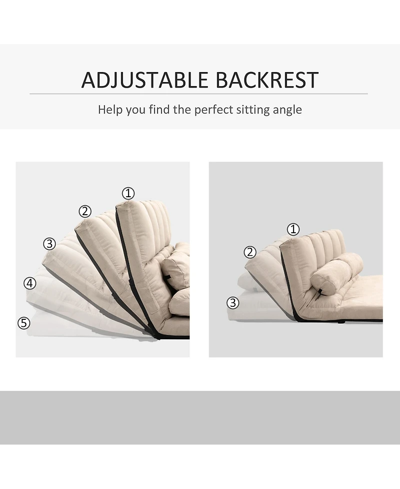Homcom Convertible Floor Sofa with Adjustable Backrest and Headrest