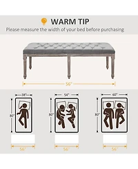 Homcom Accent Bench Tufted Upholste Fabric Ottoman for Living Room, Bedroom