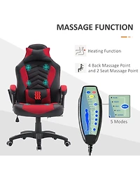 Homcom Massage Chair Office Computer Task Heating Recliner Swivel w/Headrest