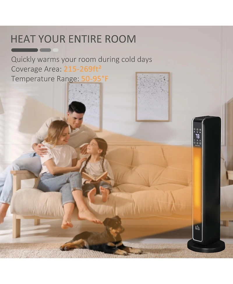 Homcom Oscillating Ceramic Space Heater w/ Remote Control,