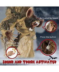 Outsunny 36" Animated Scare Prop Hanging Bat, Indoor Halloween Decorations