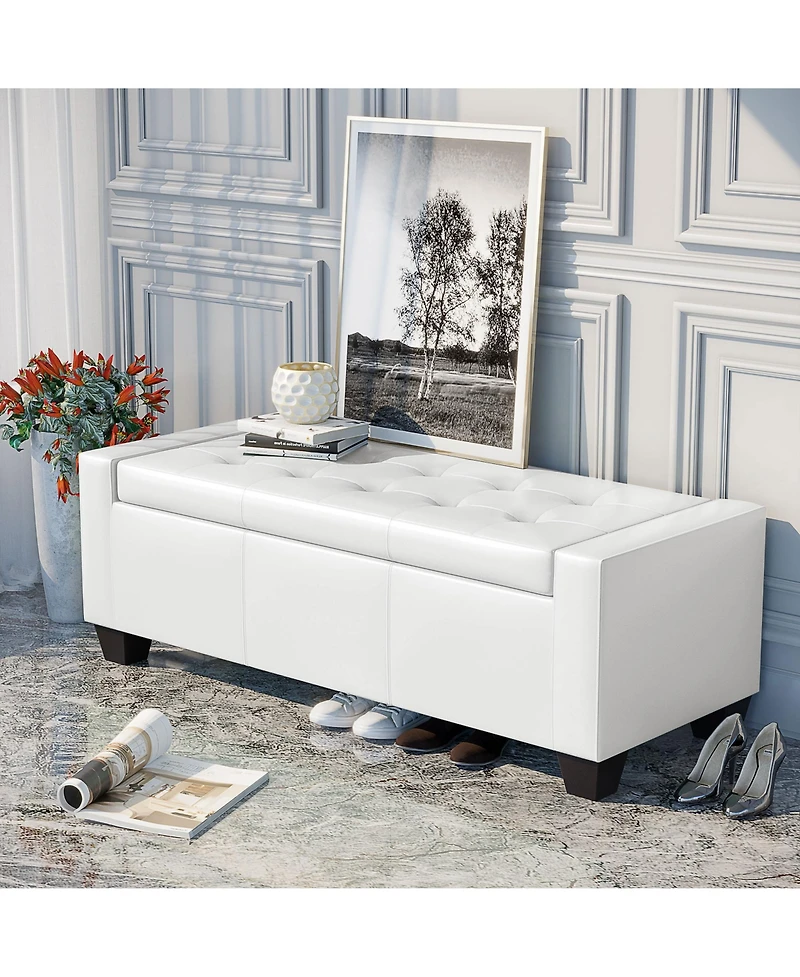 Homcom Home Modern Ottoman Storage Bench Seat Footrest Sofa Shoe Faux Leather