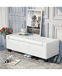Homcom Home Modern Ottoman Storage Bench Seat Footrest Sofa Shoe Faux Leather