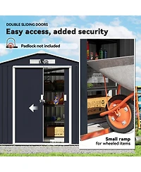 Outsunny 7' x 4' Storage Shed Garden Tool House w/ Vents Doors Dark