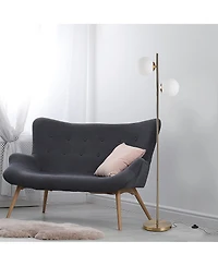 Homcom Modern Floor Lamp with 2 Globe Lamp Shade Reading Sding Light