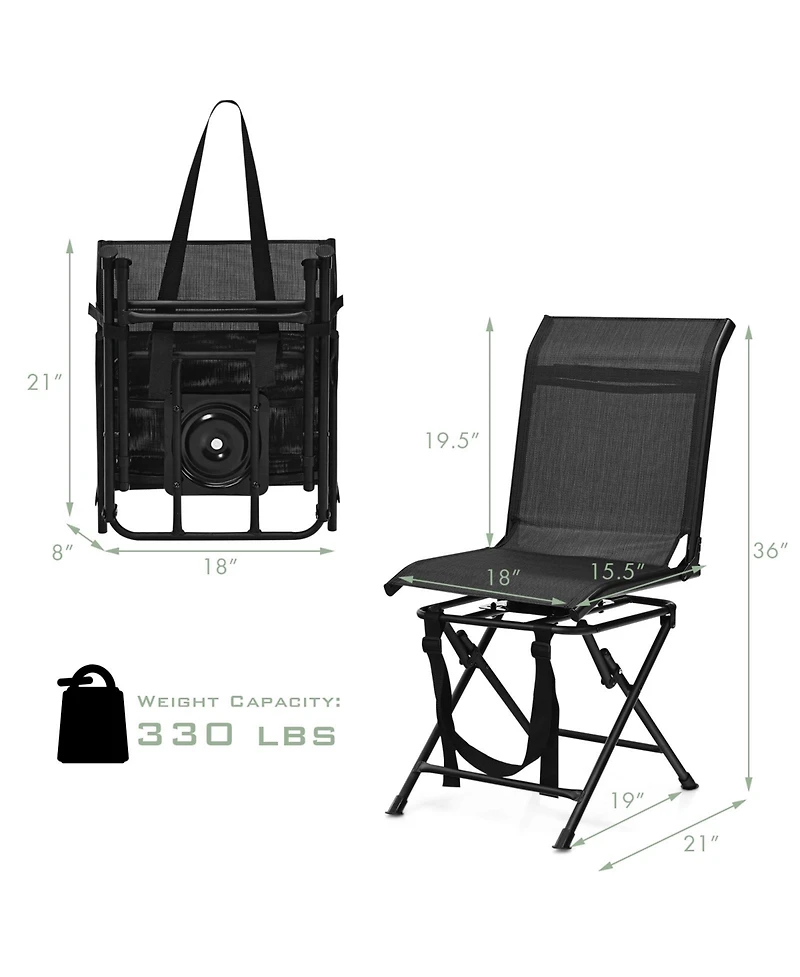 Akiudex all weather outdoor foldable 360 degree swivel chair with iron frame