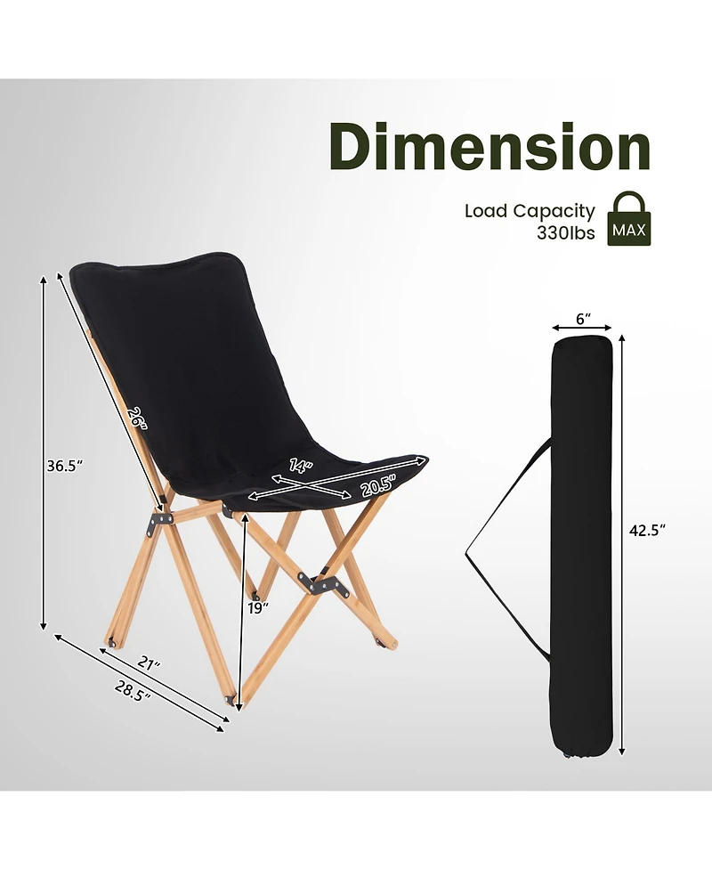 Akiudex set of 2 bamboo dorm chair with storage pocket for camping and fishing