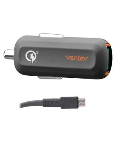 Ventev 24W Ultrafast Usb A Car Charger Usb A to Micro Usb Cable