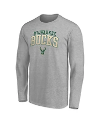 Fanatics Men's Heather Gray Milwaukee Bucks Team State Pride Long Sleeve T-Shirt