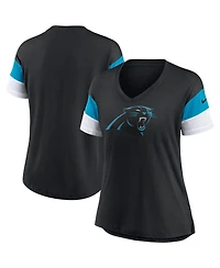Nike Women's Black Carolina Panthers Team Logo Fashion Performance Tri-Blend V-Neck T-Shirt