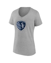 Fanatics Women's Steel Sporting Kansas City Logo V-Neck T-Shirt
