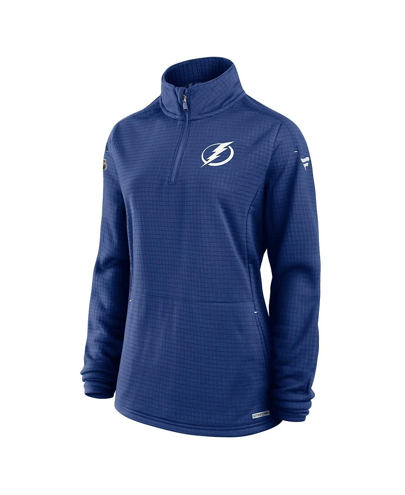 Fanatics Women's Blue Tampa Bay Lightning Authentic Pro Rink Lightweight Quarter-Zip Pullover Top